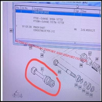 パーツ番号 911831200 PINION SHAFT Z=16 スルザー織機用織機用部品,MRO用品 繊維工場用