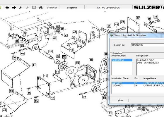 911208190 Sulzerは予備品取除かれた形成単位のための現われる