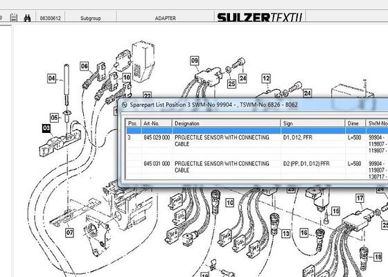 PFRセンサーのSulzerの編む機械はConectingケーブルが付いているProectileセンサーを分ける
